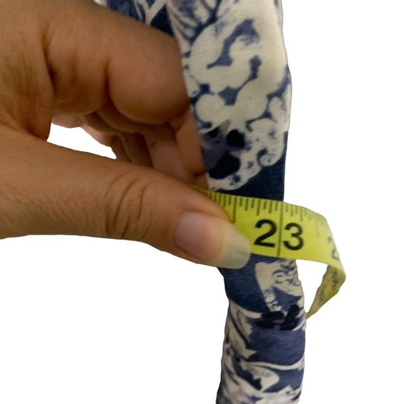 Vintage 90s Blue White Sleeveless Flora Collared Button Up Full Length Dress Lar - Picture 6 of 9